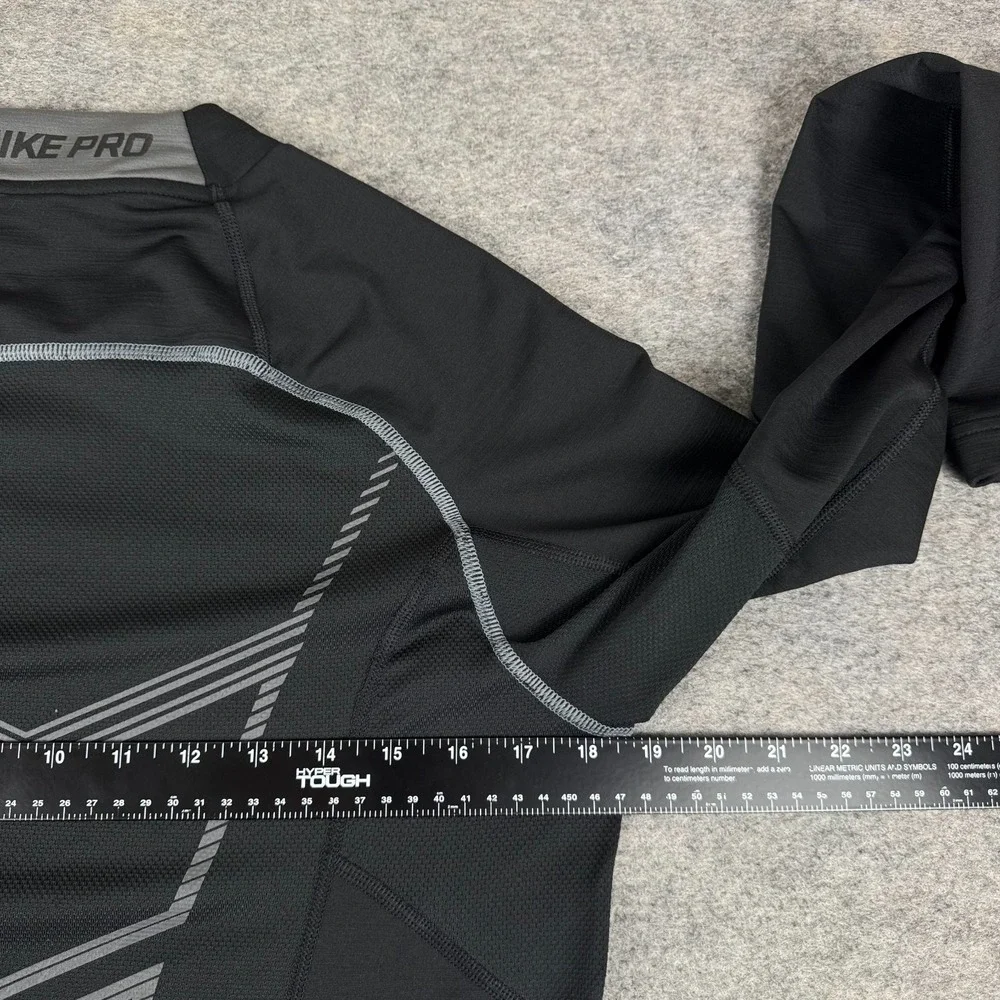 Nike Pro Combat Dri Fit Mock Neck Shirt Fitted Long Sleeve Black Mens Small S